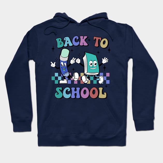 Back To School Retro Fun Design In Retro Fun Colors Hoodie by maryhiroseartworks